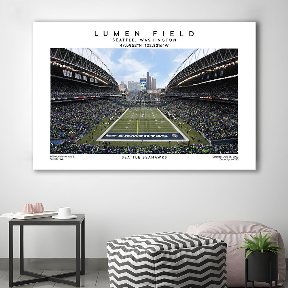 Lumen Field Print, Seattle Seahawks Football Stadium Wall Art, Sport Art Print, Canvas Print Wall Art, Man Cave Gift