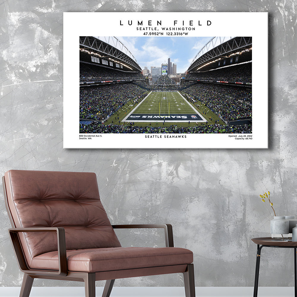 Lumen Field Print, Seattle Seahawks Football Stadium Wall Art, Sport Art Print, Canvas Print Wall Art, Man Cave Gift