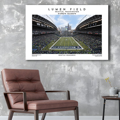 Lumen Field Print, Seattle Seahawks Football Stadium Wall Art, Sport Art Print, Canvas Print Wall Art, Man Cave Gift