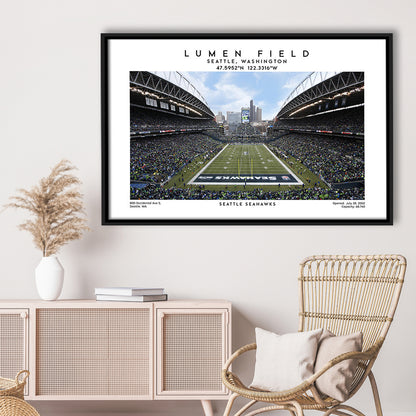 Lumen Field Print, Seattle Seahawks Football Stadium Wall Art, Sport Art Print, Framed Canvas Print Wall Art