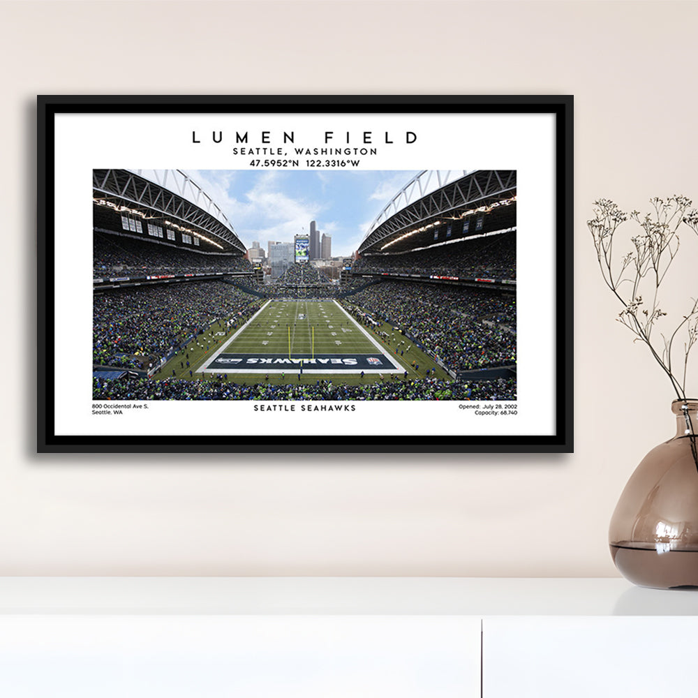 Lumen Field Print, Seattle Seahawks Football Stadium Wall Art, Sport Art Print, Framed Canvas Print Wall Art