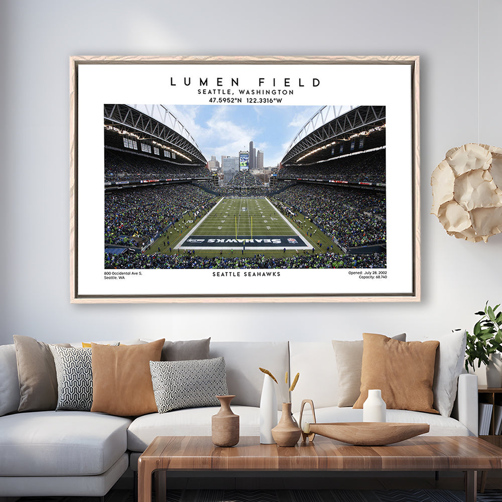 Lumen Field Print, Seattle Seahawks Football Stadium Wall Art, Sport Art Print, Framed Canvas Print Wall Art