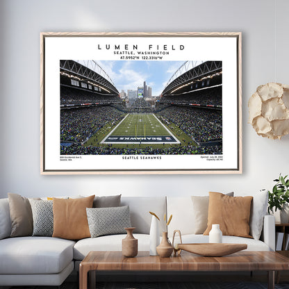Lumen Field Print, Seattle Seahawks Football Stadium Wall Art, Sport Art Print, Framed Canvas Print Wall Art