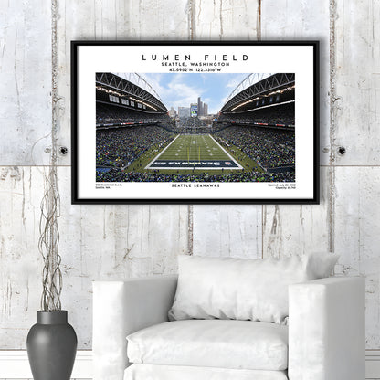 Lumen Field Print, Seattle Seahawks Football Stadium Wall Art, Sport Art Print, Framed Canvas Print Wall Art