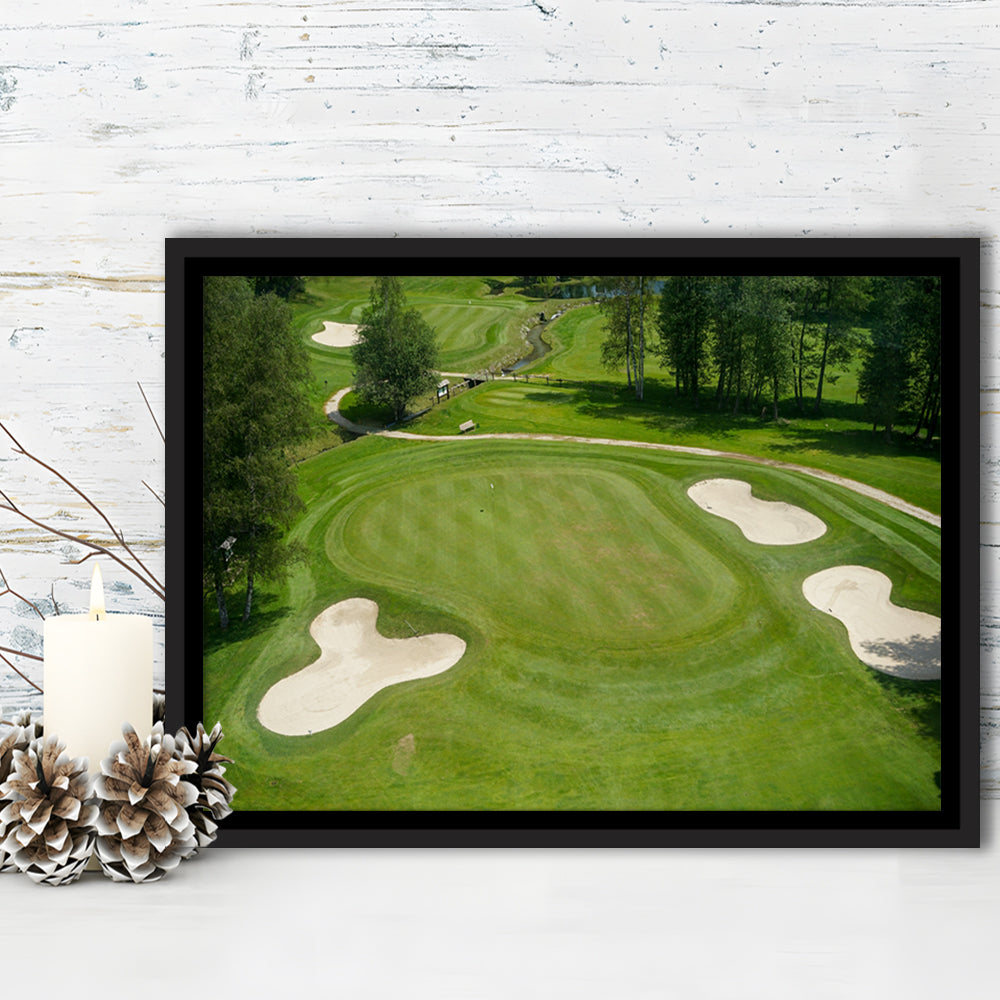 Luxurious Beautiful Golf Course Chamonix, France, Floating Framed Canvas Print Wall Art