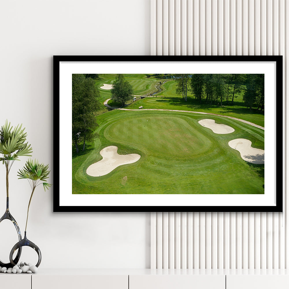 Luxurious Beautiful Golf Course Chamonix, France, Goft Art Print, Framed Art Print White Border Wall Decor