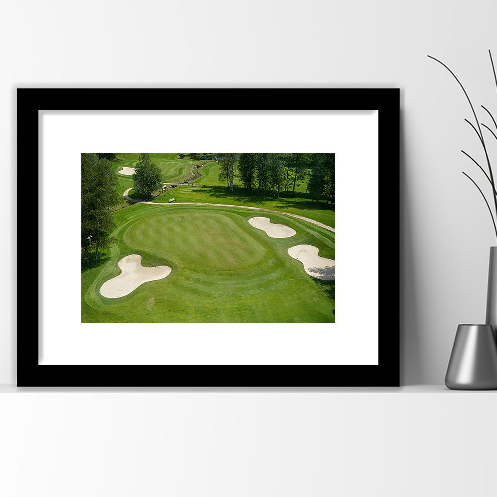 Luxurious Beautiful Golf Course Chamonix, France, Goft Art Print, Framed Art Print White Border Wall Decor