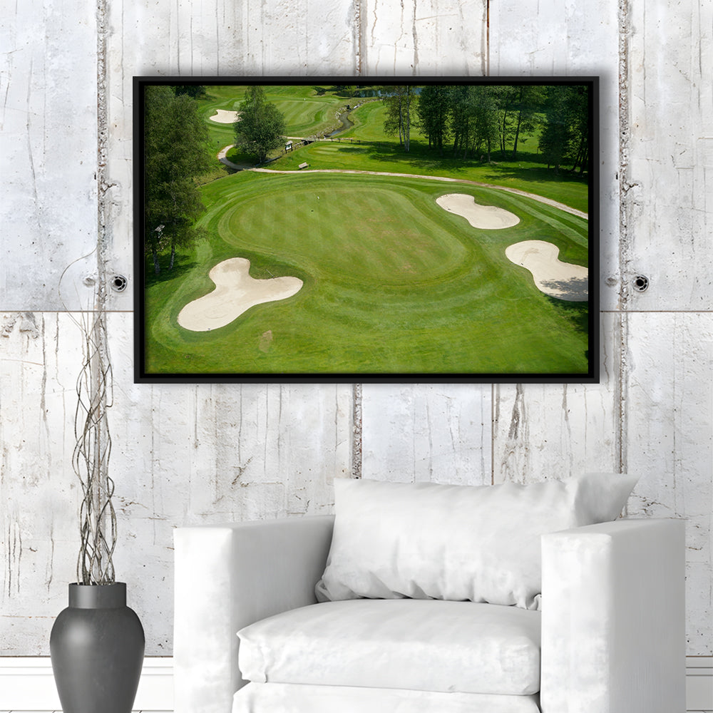 Luxurious Beautiful Golf Course Chamonix, France, Floating Framed Canvas Print Wall Art