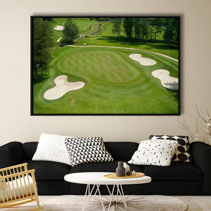 Luxurious Beautiful Golf Course Chamonix, France, Floating Framed Canvas Print Wall Art