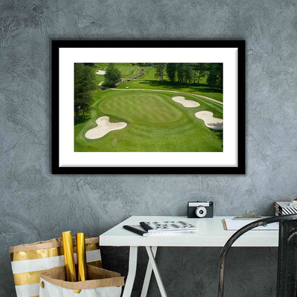 Luxurious Beautiful Golf Course Chamonix, France, Goft Art Print, Framed Art Print White Border Wall Decor