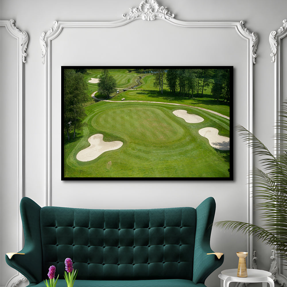 Luxurious Beautiful Golf Course Chamonix, France, Framed Art Print Wall Decor, Picture Framed