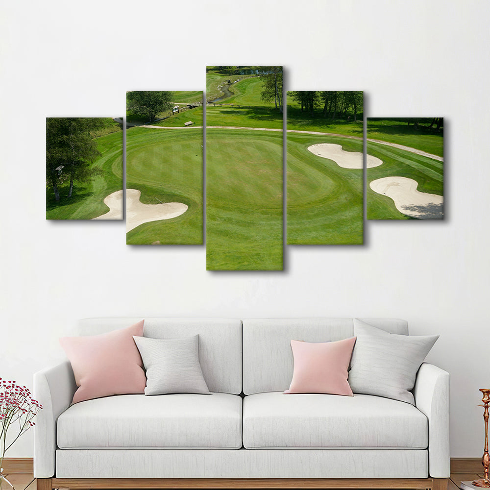 Luxurious Beautiful Golf Course Chamonix, France, Golf Art Print, 5 Pieces Mixed Canvas Print Wall Art