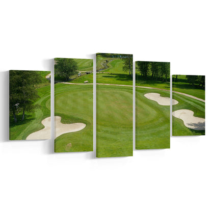 Luxurious Beautiful Golf Course Chamonix, France, Golf Art Print, 5 Pieces Mixed Canvas Print Wall Art