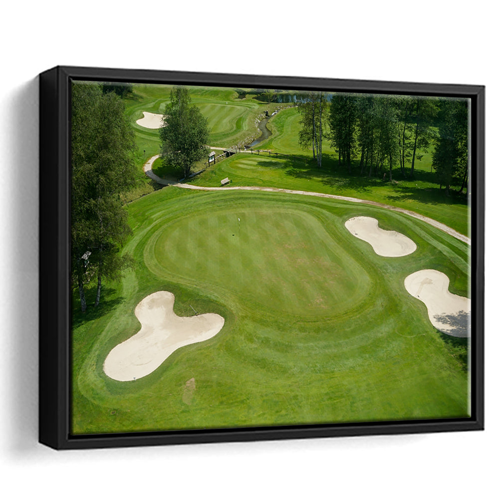 Luxurious Beautiful Golf Course Chamonix, France, Floating Framed Canvas Print Wall Art