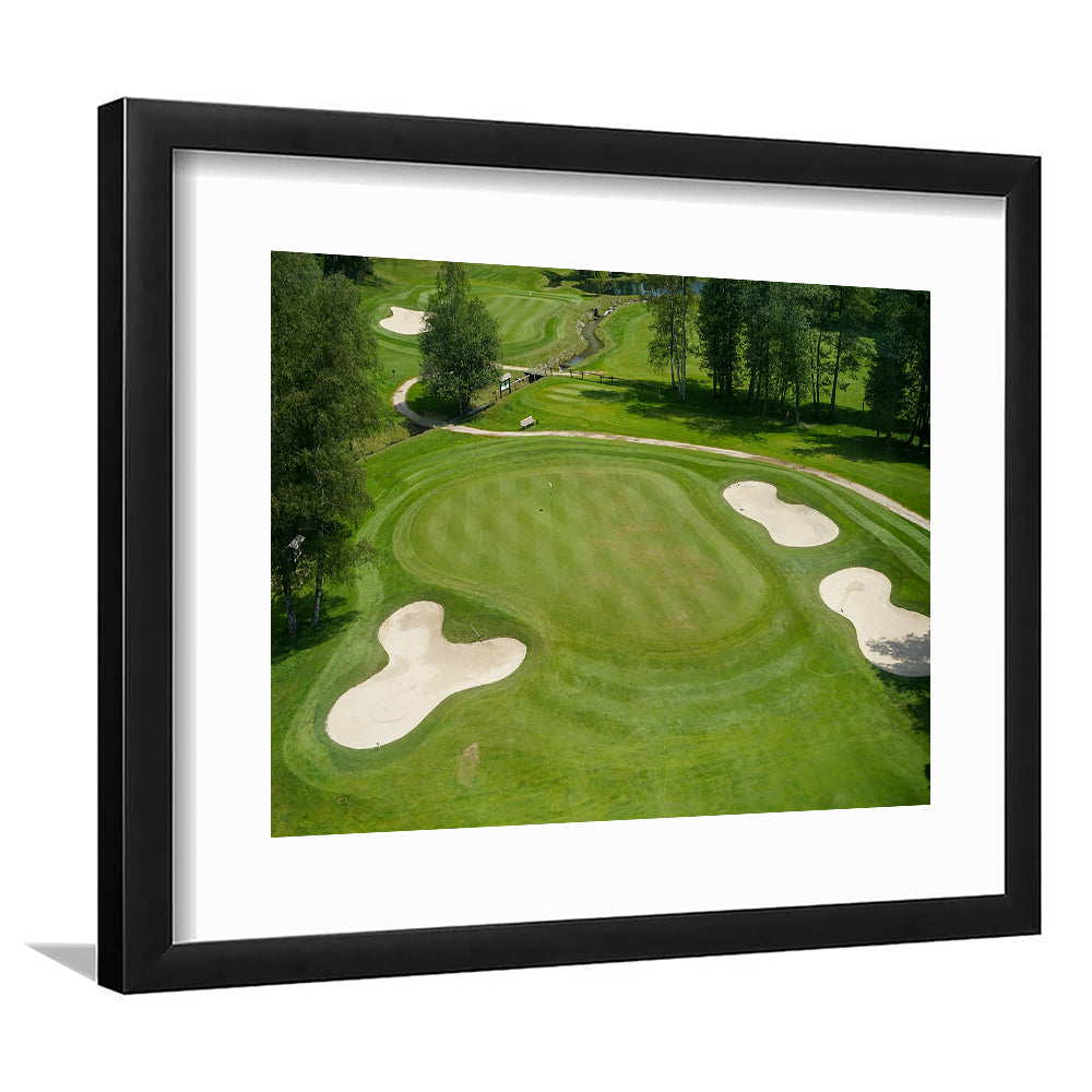 Luxurious Beautiful Golf Course Chamonix, France, Goft Art Print, Framed Art Print White Border Wall Decor