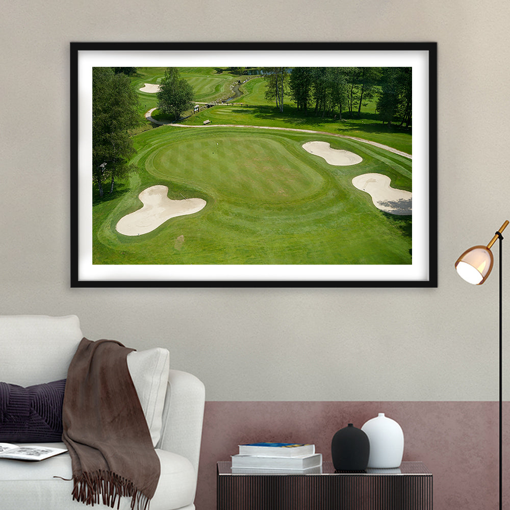 Luxurious Beautiful Golf Course Chamonix, France, Goft Art Print, Framed Art Print White Border Wall Decor