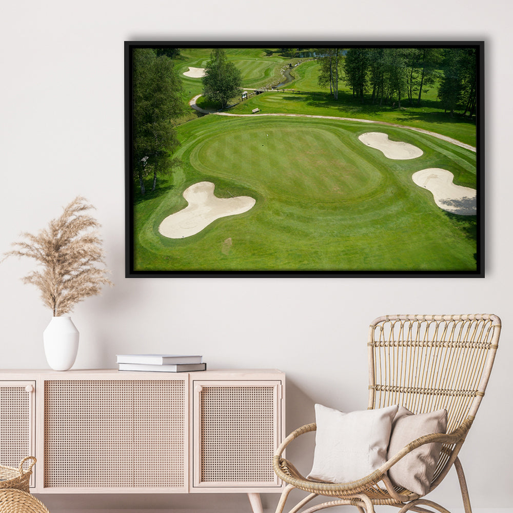 Luxurious Beautiful Golf Course Chamonix, France, Floating Framed Canvas Print Wall Art