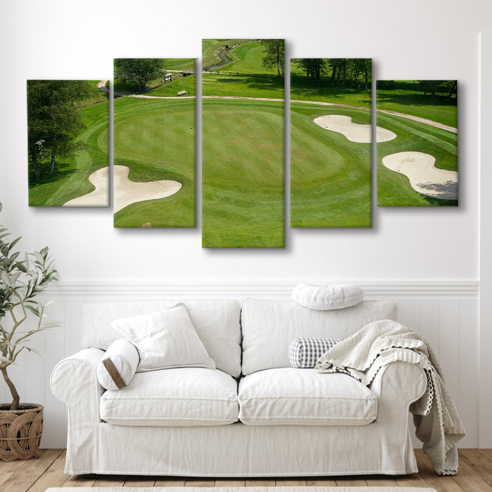 Luxurious Beautiful Golf Course Chamonix, France, Golf Art Print, 5 Pieces Mixed Canvas Print Wall Art