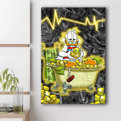 Luxury Life Of Scrooge McDuck, Canvas Print, Luxury Wall Art Decor, Modern Art