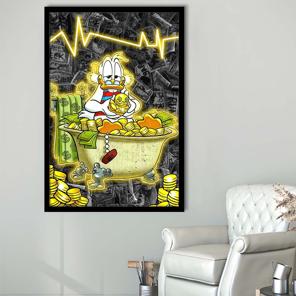Luxury Life Of Scrooge McDuck, Framed Art Print, Picture Framed Wall Art Decor