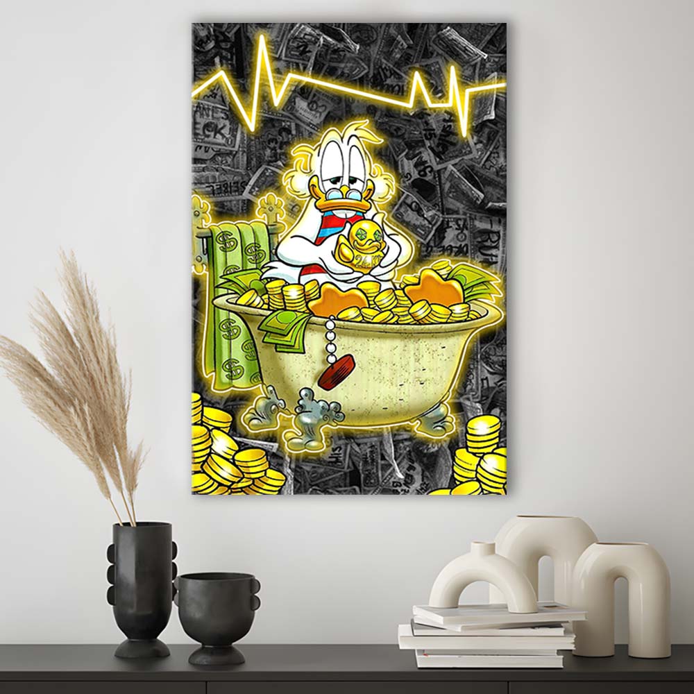 Luxury Life Of Scrooge McDuck, Canvas Print, Luxury Wall Art Decor, Modern Art