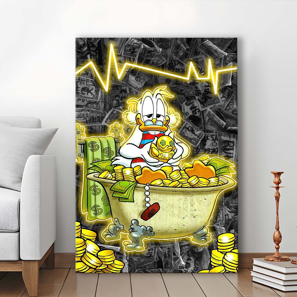 Luxury Life Of Scrooge McDuck, Canvas Print, Luxury Wall Art Decor, Modern Art