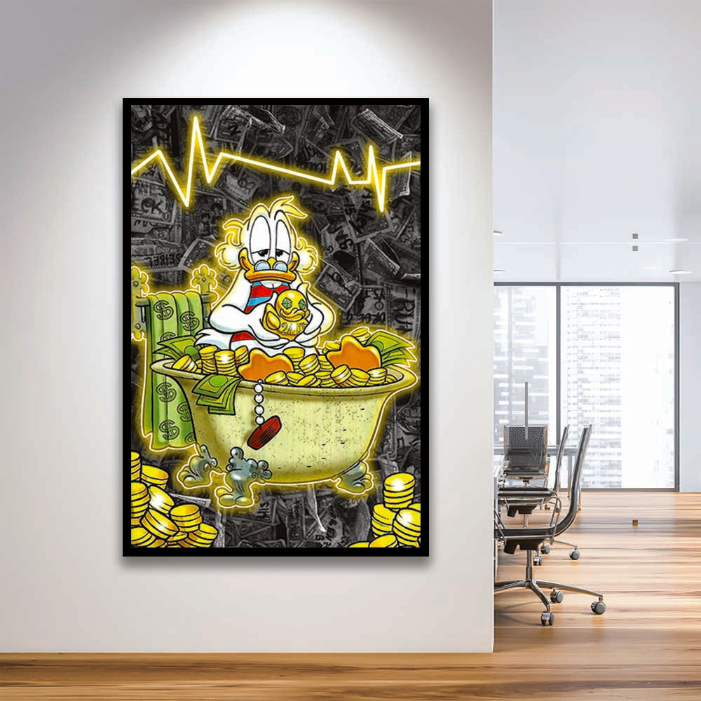 Luxury Life Of Scrooge McDuck, Framed Art Print, Picture Framed Wall Art Decor