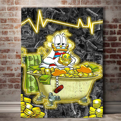 Luxury Life Of Scrooge McDuck, Canvas Print, Luxury Wall Art Decor, Modern Art