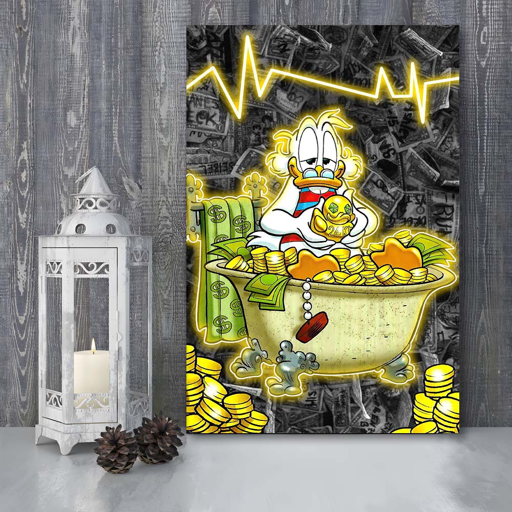 Luxury Life Of Scrooge McDuck, Canvas Print, Luxury Wall Art Decor, Modern Art