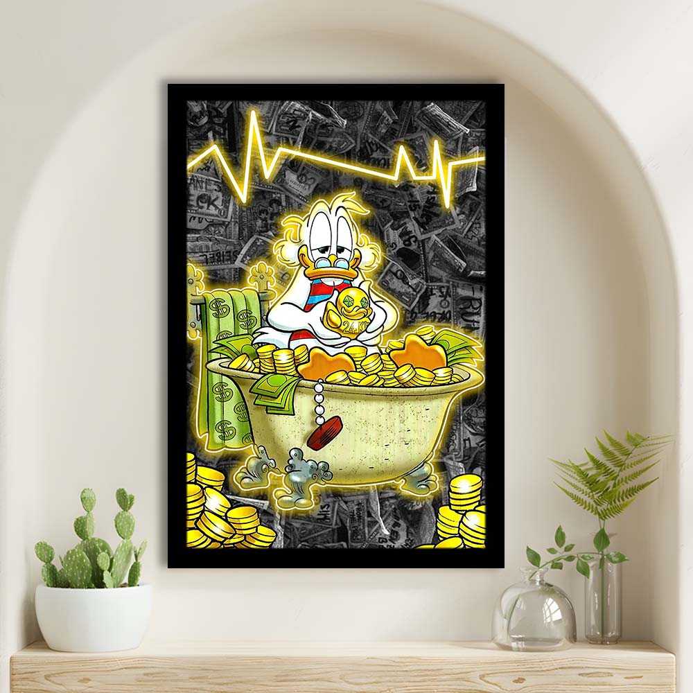 Luxury Life Of Scrooge McDuck, Framed Art Print, Picture Framed Wall Art Decor