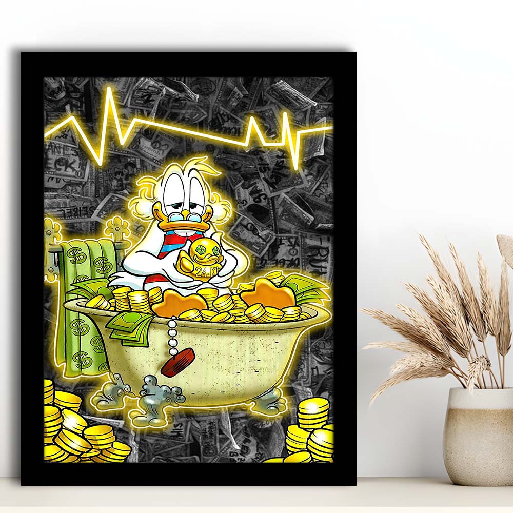 Luxury Life Of Scrooge McDuck, Framed Art Print, Picture Framed Wall Art Decor