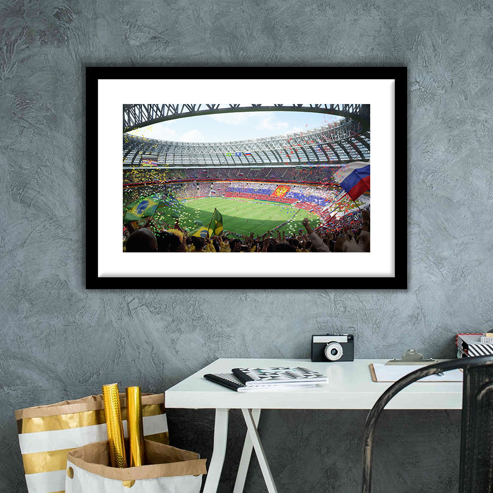 Luzhniki Stadium, Stadium Canvas, Sport Art, Fan Gifts, White Border Framed Art Print Wall Decor
