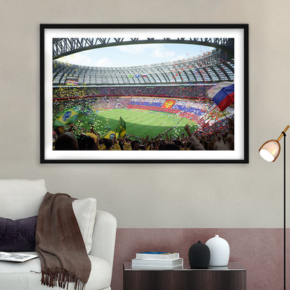 Luzhniki Stadium, Stadium Canvas, Sport Art, Fan Gifts, White Border Framed Art Print Wall Decor