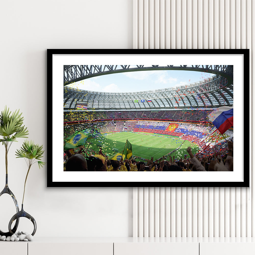 Luzhniki Stadium, Stadium Canvas, Sport Art, Fan Gifts, White Border Framed Art Print Wall Decor