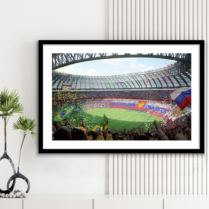 Luzhniki Stadium, Stadium Canvas, Sport Art, Fan Gifts, White Border Framed Art Print Wall Decor