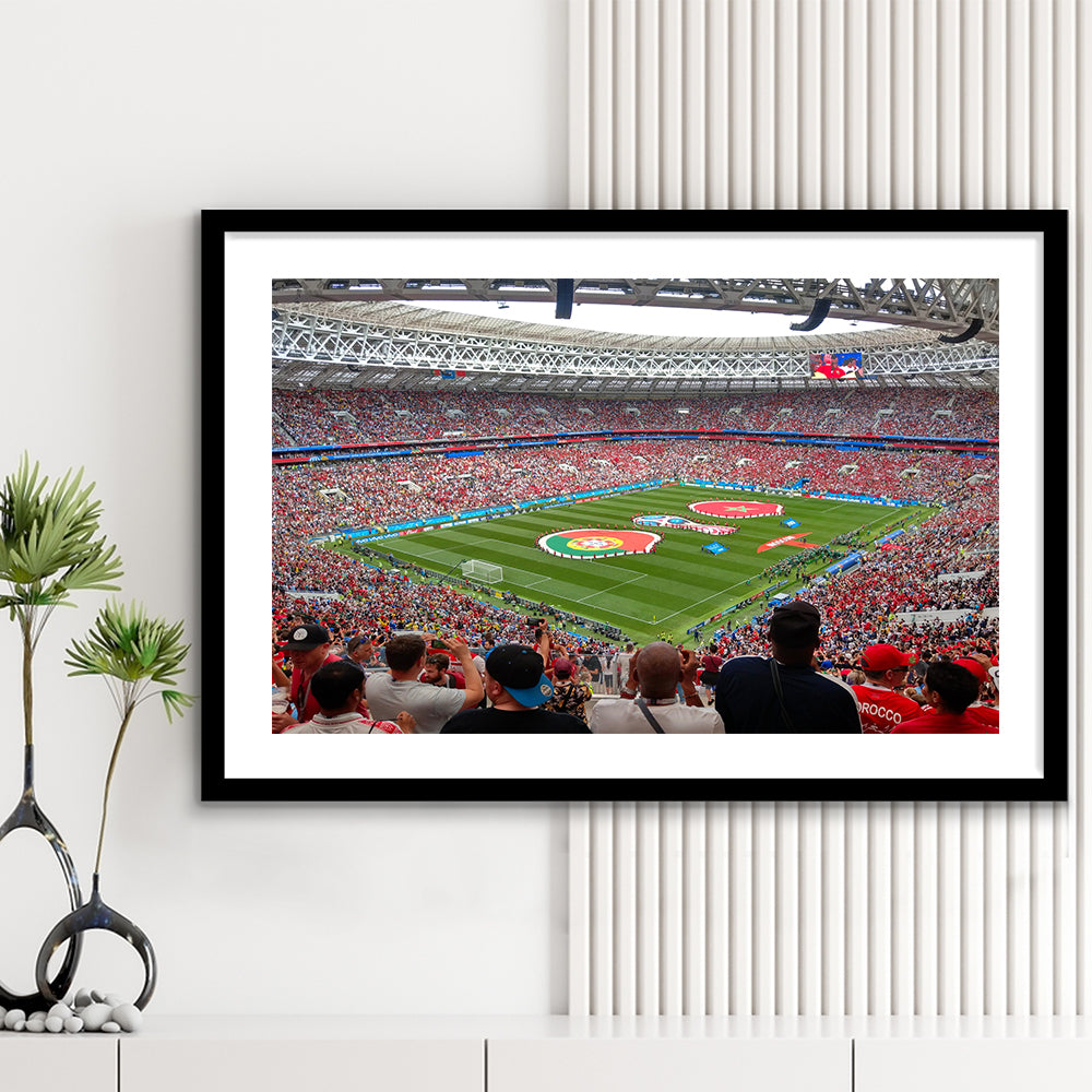 Luzhniki Stadium in Russia, Stadium Canvas, Sport Art, Gift for him, White Border Framed Art Print Wall Decor