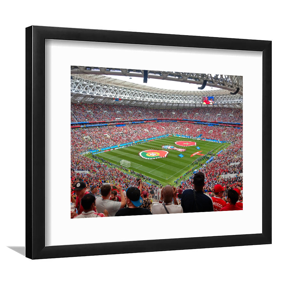 Luzhniki Stadium in Russia, Stadium Canvas, Sport Art, Gift for him, White Border Framed Art Print Wall Decor