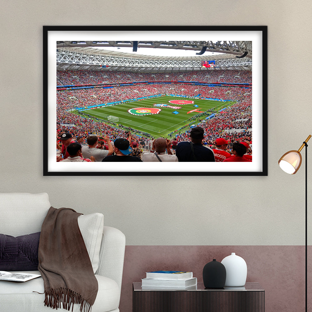 Luzhniki Stadium in Russia, Stadium Canvas, Sport Art, Gift for him, White Border Framed Art Print Wall Decor