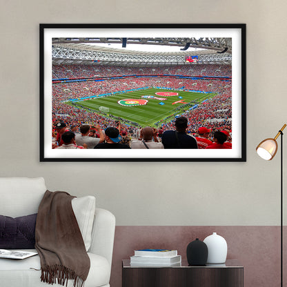 Luzhniki Stadium in Russia, Stadium Canvas, Sport Art, Gift for him, White Border Framed Art Print Wall Decor
