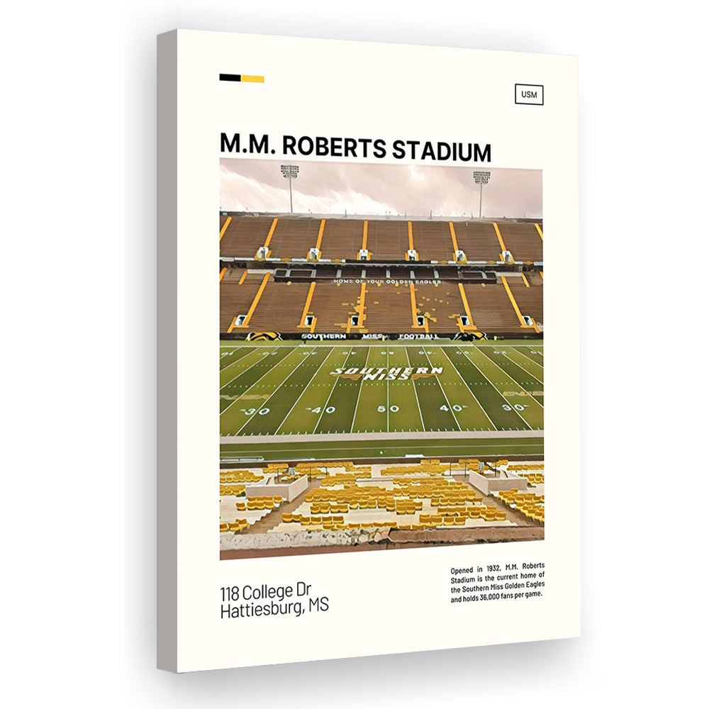 M.M. Roberts Stadium Print, Southern Miss Golden Eagles Stadium Canvas Art, Fan Gifts, Sport Art, Canvas Print Wall Art