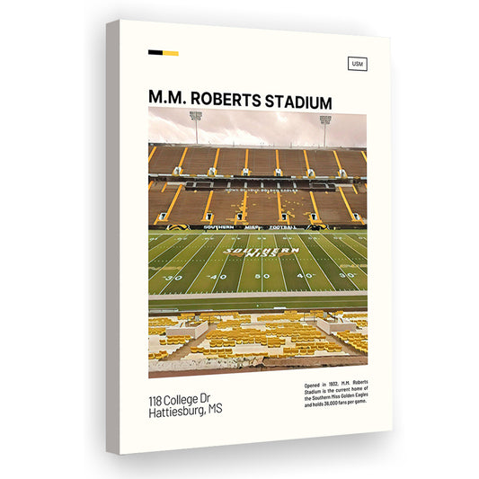 M.M. Roberts Stadium Print, Southern Miss Golden Eagles Stadium Canvas Art, Fan Gifts, Sport Art, Canvas Print Wall Art