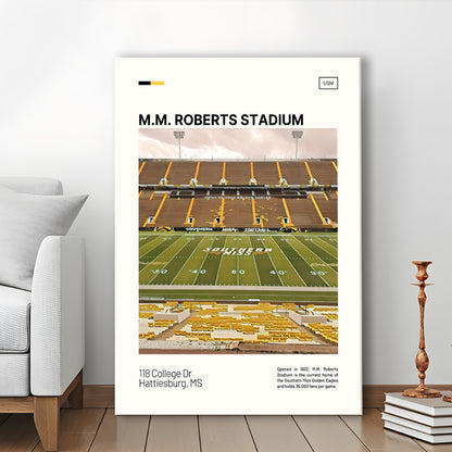 M.M. Roberts Stadium Print, Southern Miss Golden Eagles Stadium Canvas Art, Fan Gifts, Sport Art, Canvas Print Wall Art