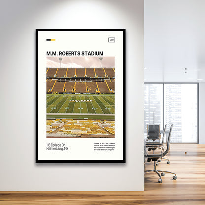 M.M. Roberts Stadium Print, Southern Miss Golden Eagles Stadium Art, Gifts for him, Sport Art, Framed Art Print Wall Decor
