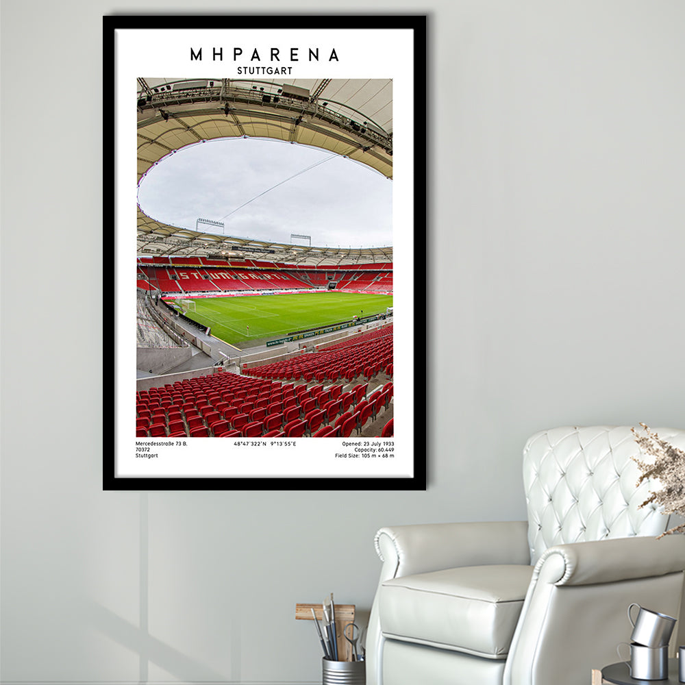 Mhparena Stadium Football, Vfb Stuttgart Stadium Wall Art Print, Bundesliga Decor, Framed Art Prints Wall Decor