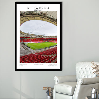 Mhparena Stadium Football, Vfb Stuttgart Stadium Wall Art Print, Bundesliga Decor, Framed Art Prints Wall Decor