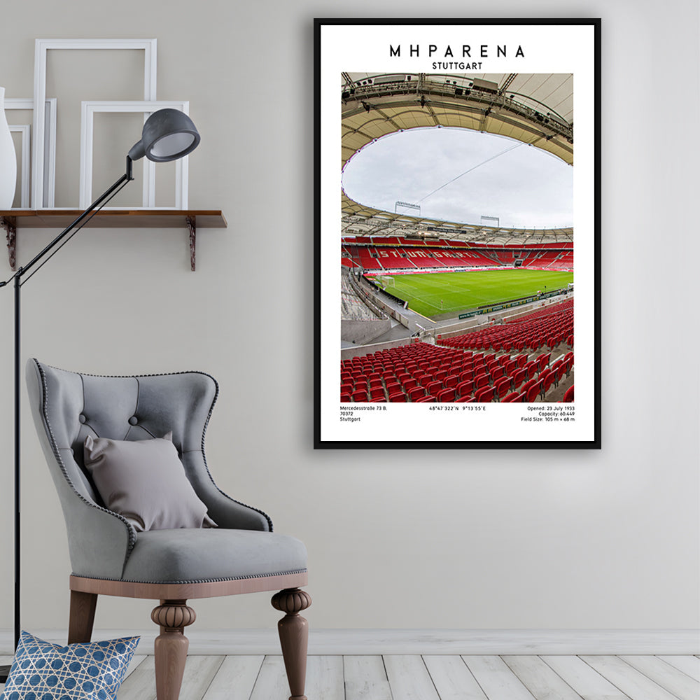 Mhparena Stadium Football, Vfb Stuttgart Stadium Wall Art Print, Bundesliga Decor, Framed Canvas Prints Wall Art