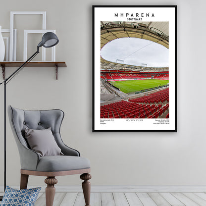Mhparena Stadium Football, Vfb Stuttgart Stadium Wall Art Print, Bundesliga Decor, Framed Canvas Prints Wall Art