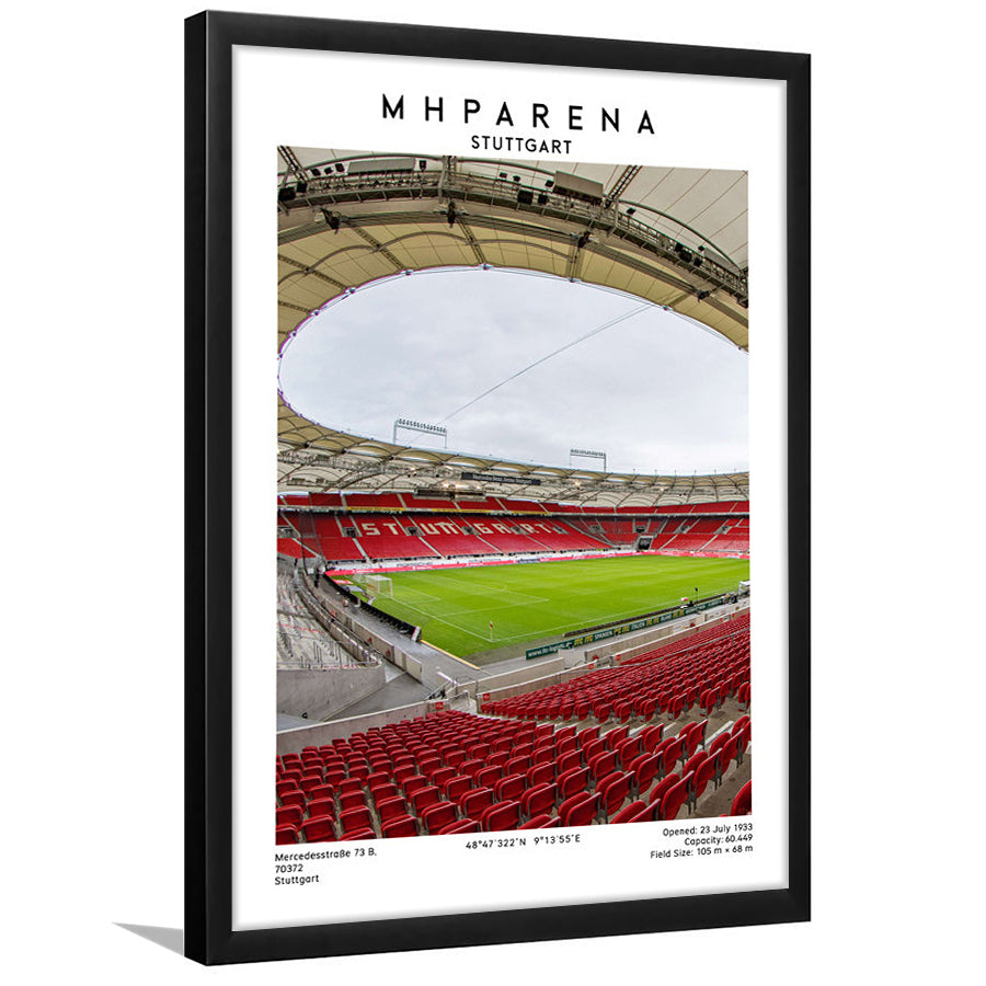 Mhparena Stadium Football, Vfb Stuttgart Stadium Wall Art Print, Bundesliga Decor, Framed Art Prints Wall Decor
