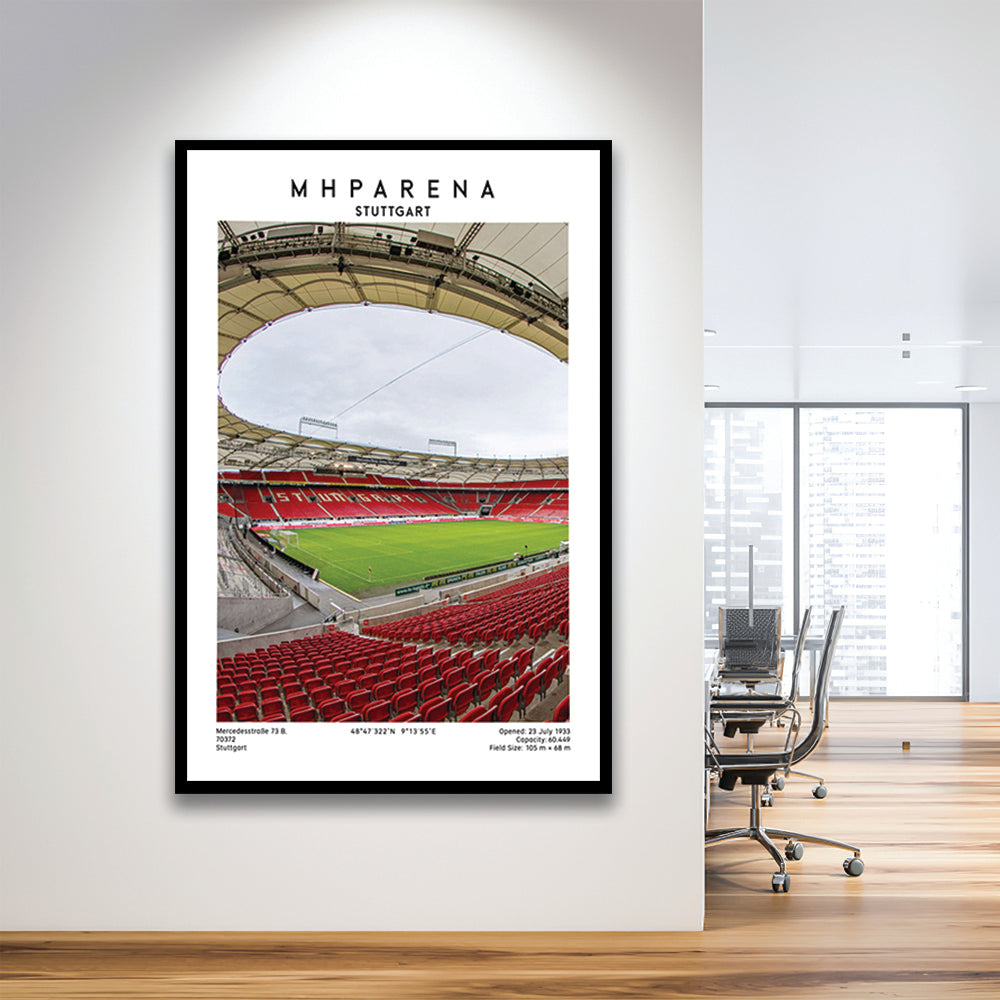 Mhparena Stadium Football, Vfb Stuttgart Stadium Wall Art Print, Bundesliga Decor, Framed Art Prints Wall Decor