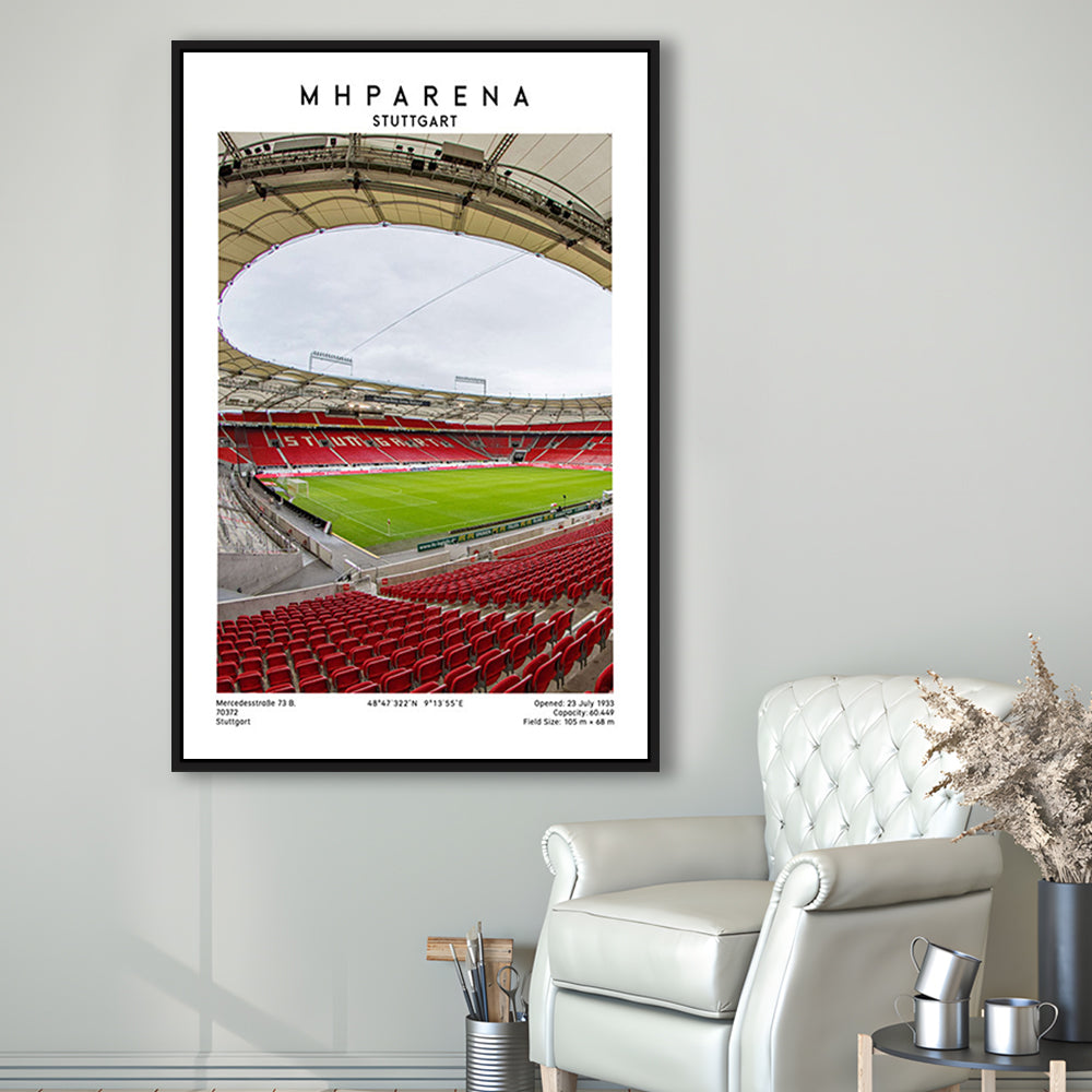 Mhparena Stadium Football, Vfb Stuttgart Stadium Wall Art Print, Bundesliga Decor, Framed Canvas Prints Wall Art